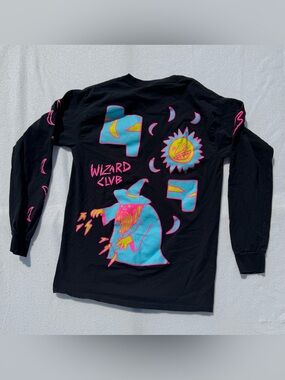 Rare ALAB Skateboard Wizard Club Long Sleeve T-shirt Unisex Small Black Exc Cd!